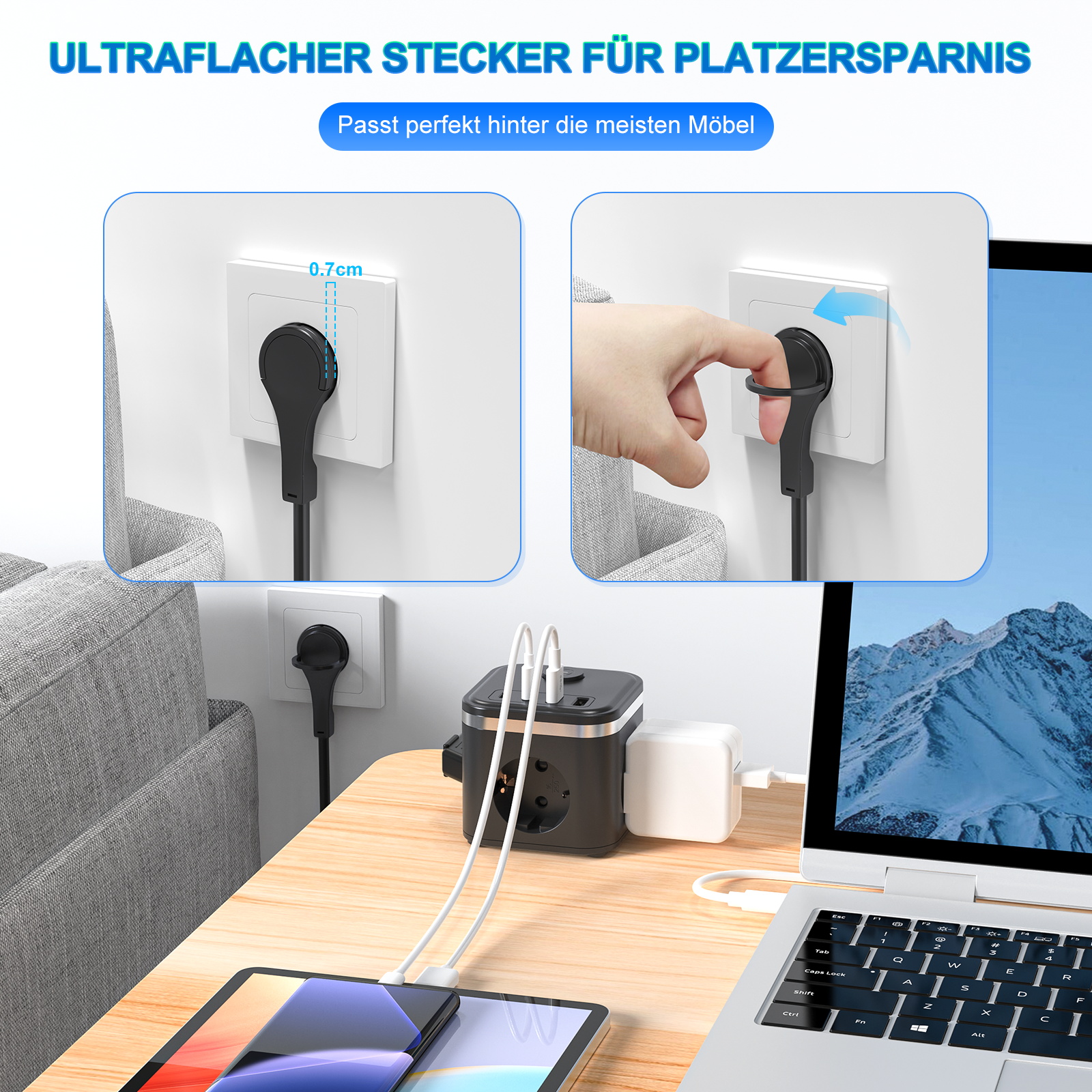 3680W EU Flat Plug Power Strip - Power Strip Flat のレビューと価格