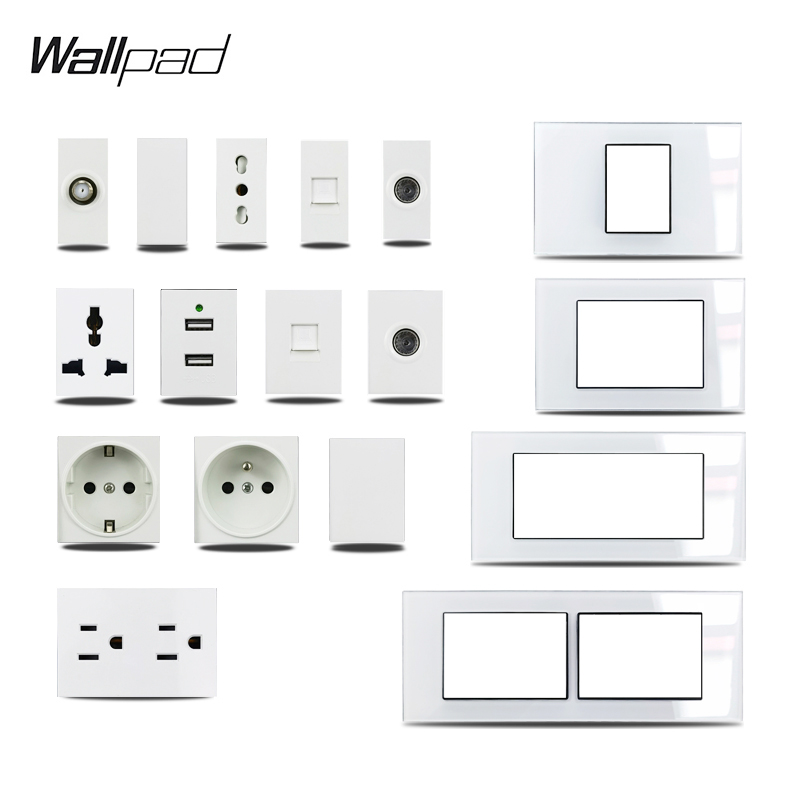 US Italy Type DIY White Glass  - Power Strip Flat のレビューと価格