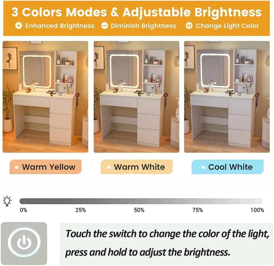 Make Up Vanity Desk with Charg - Desk Setup Charging Station のレビューと価格