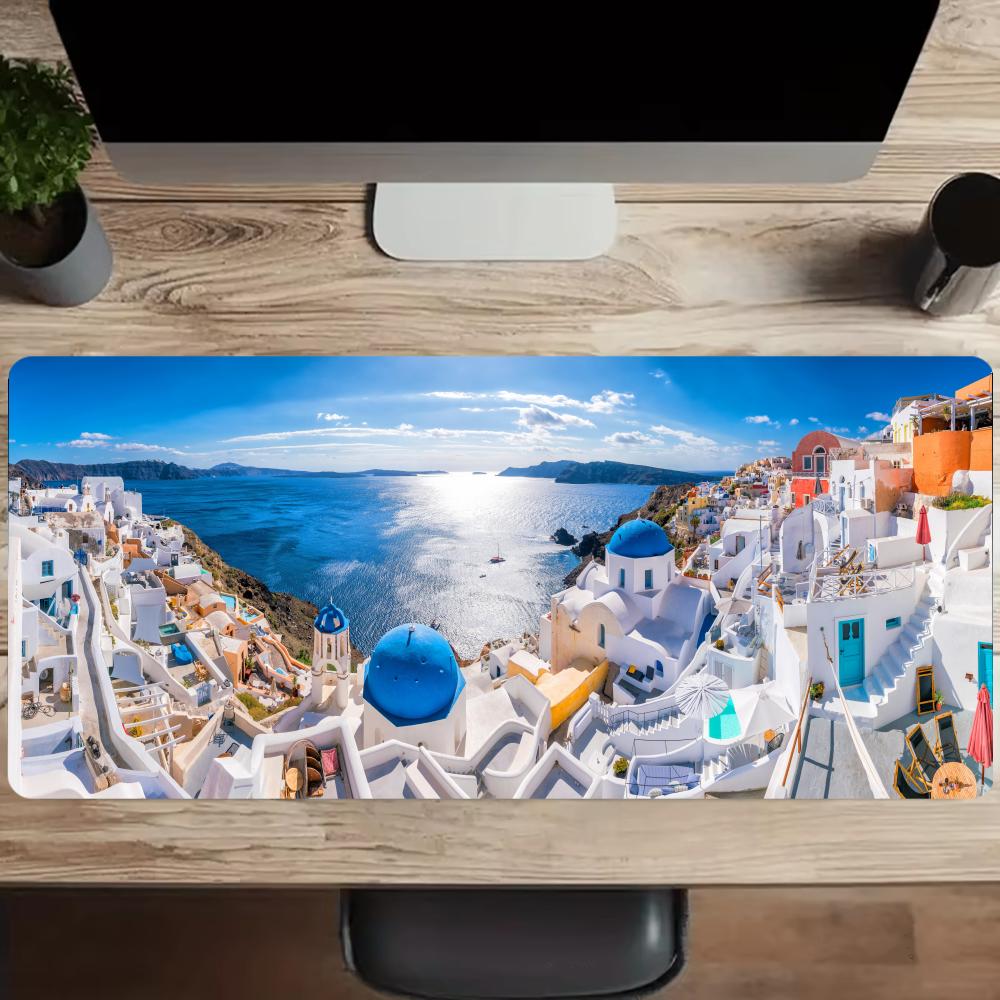 Greek island Desk Mats Gaming  - Desk Setup Rug のレビューと価格