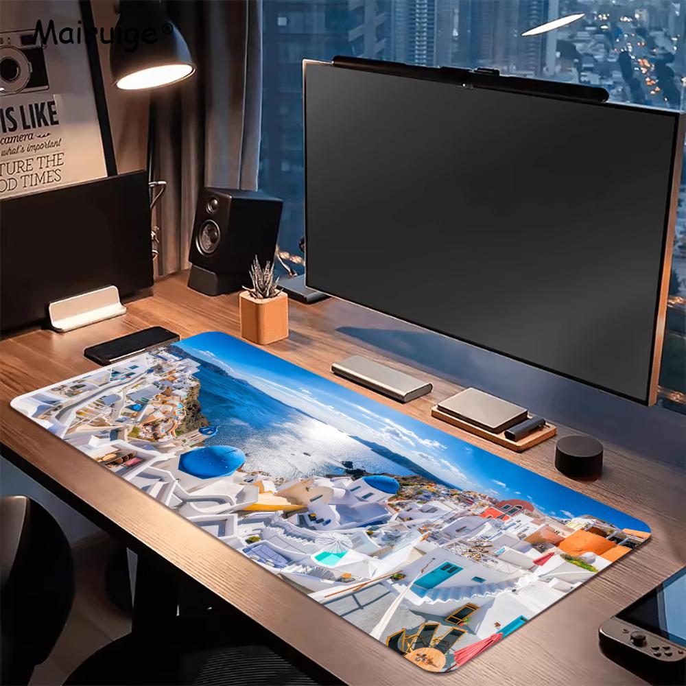 Greek island Desk Mats Gaming  - Desk Setup Rug のレビューと価格