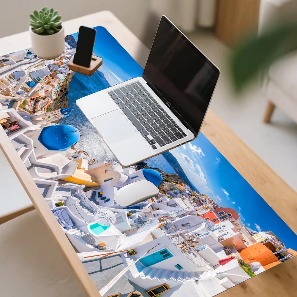 Greek island Desk Mats Gaming  - Desk Setup Rug のレビューと価格