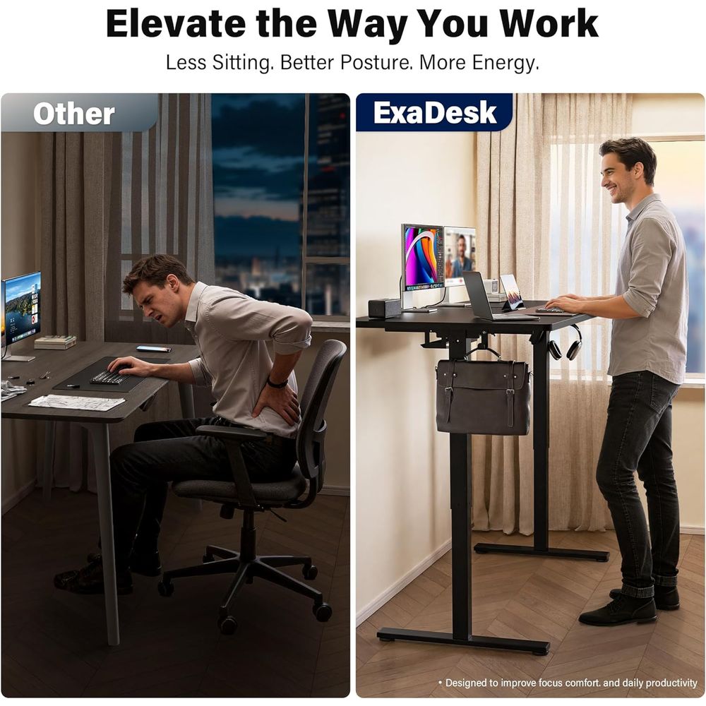 Large 63x30 Electric Adjustabl - Desk Setup Triple Monitor のレビューと価格