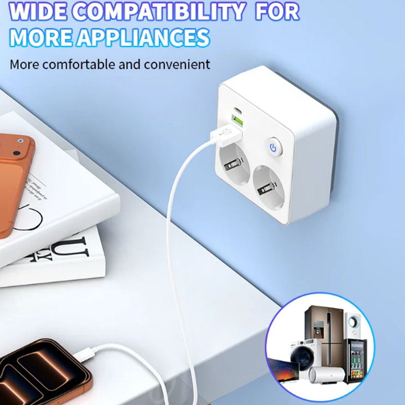 EU Plug Outlet 2 Sockets Multi - Power Strip Flat のレビューと価格
