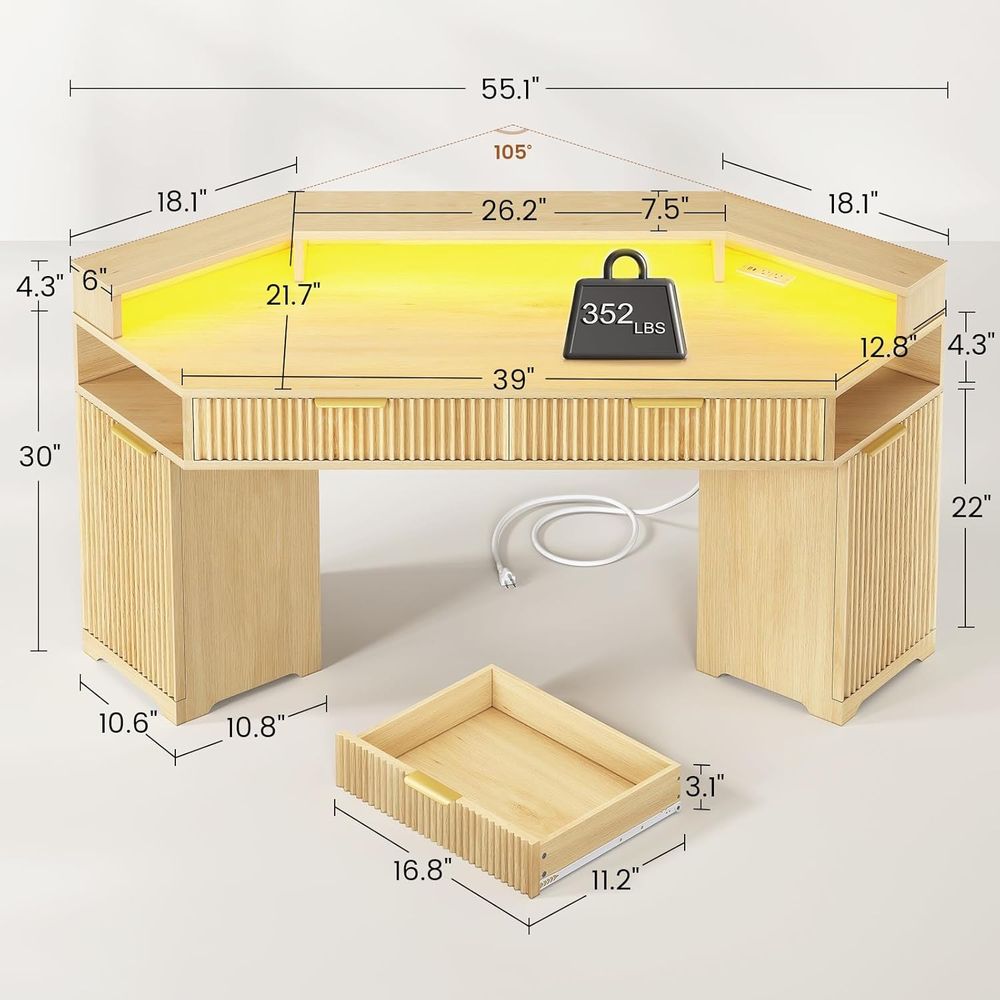 Dual-Desk Setup, Compact Diamo - Desk Setup Oak のレビューと価格