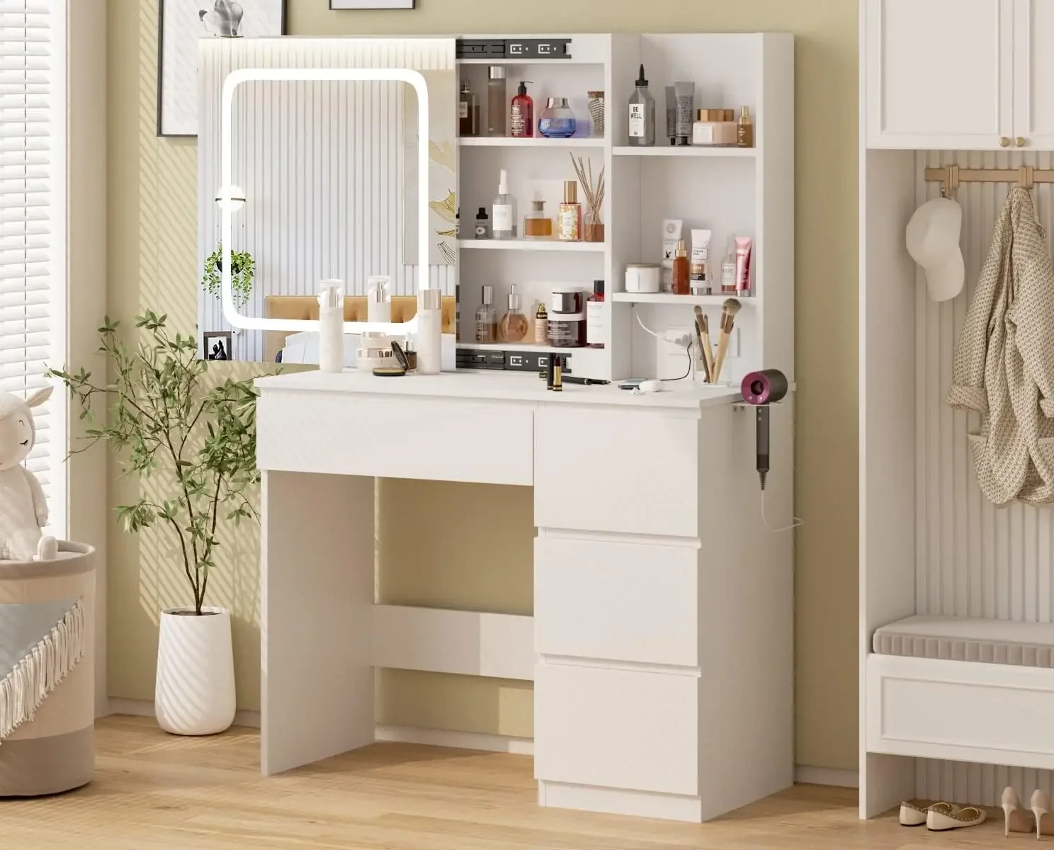 Make Up Vanity Desk with Charg - Desk Setup Charging Station のレビューと価格