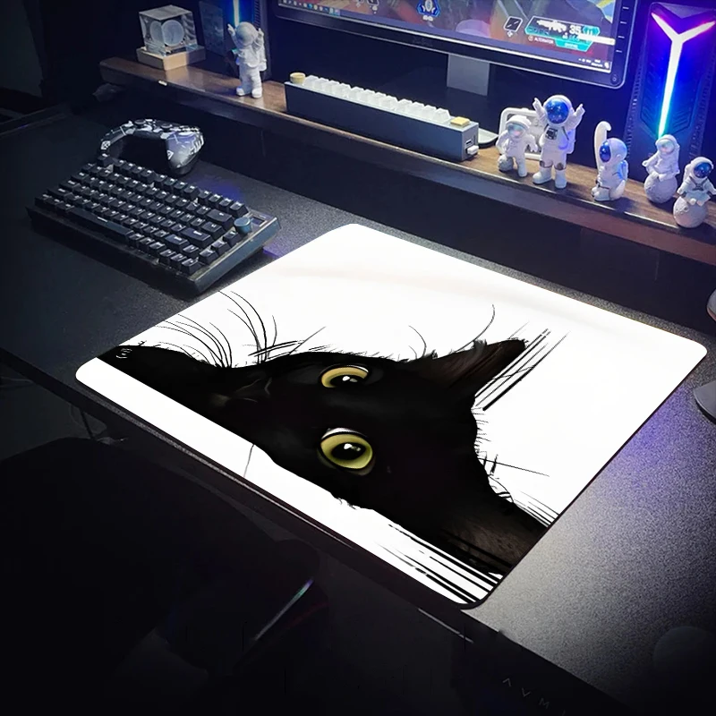 Anime Black Cat Waterproof Mou - Desk Setup Rug のレビューと価格