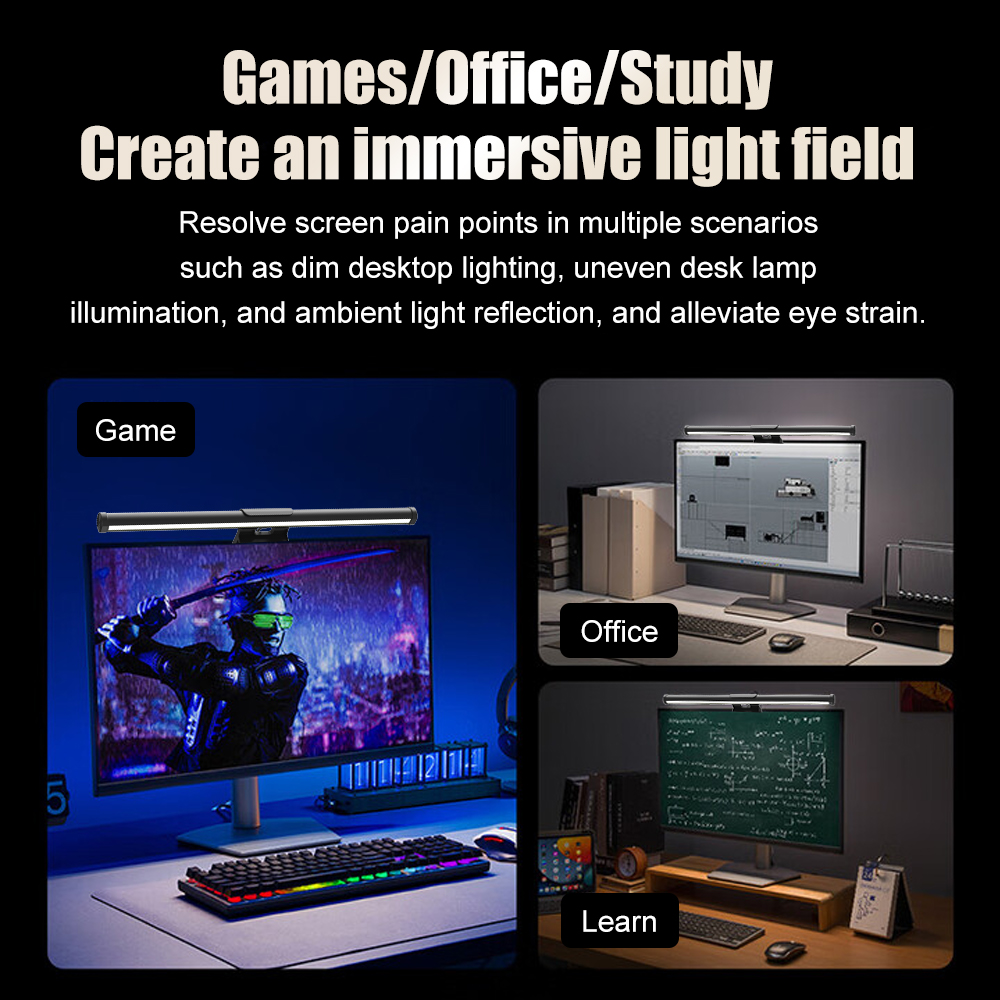 RGB Lightbar Monitor Light Bar - Desk Setup Black のレビューと価格