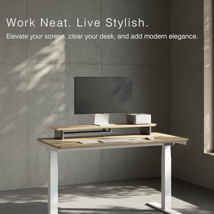 White Oak Dual-Tier Ergonomic  - Desk Setup Oak のレビューと価格