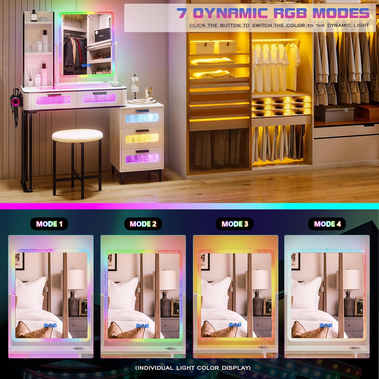 RGB Makeup Vanity Desk with Wi - Desk Setup Charging Station のレビューと価格