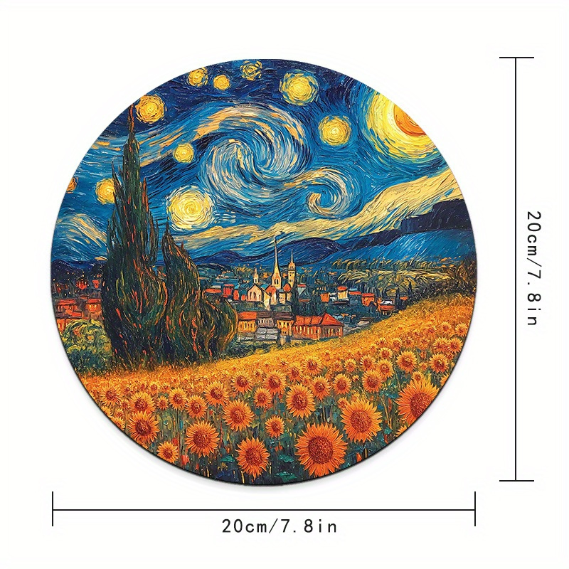 Starry Night Sunflower Round M - Desk Setup Rug のレビューと価格