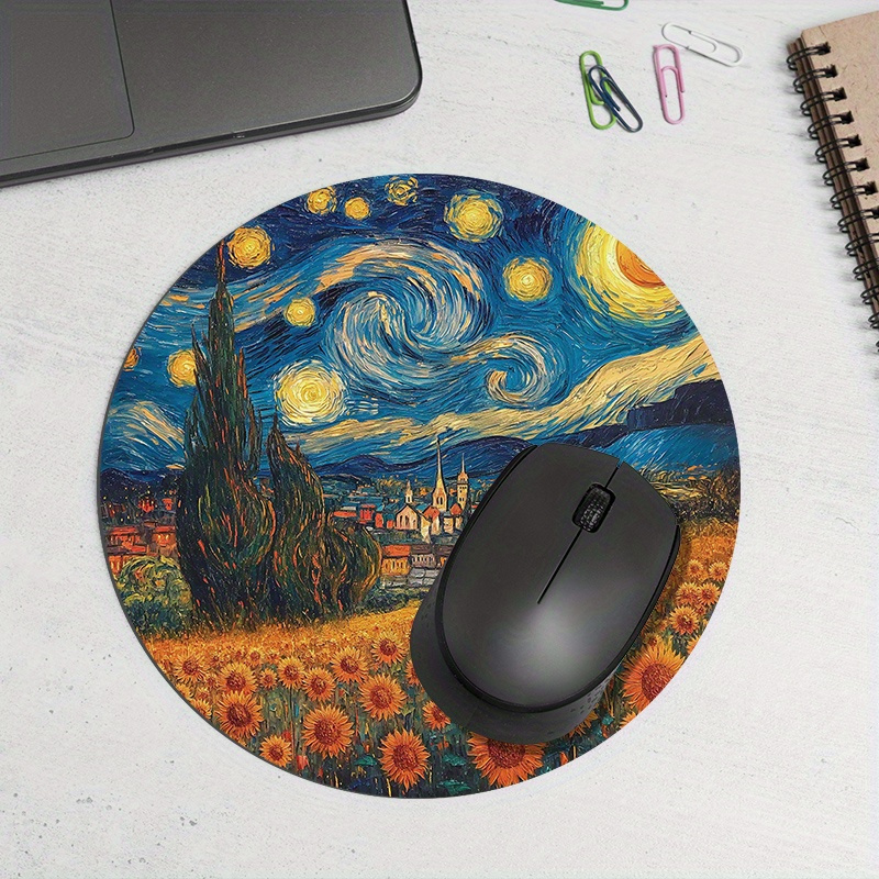 Starry Night Sunflower Round M - Desk Setup Rug のレビューと価格